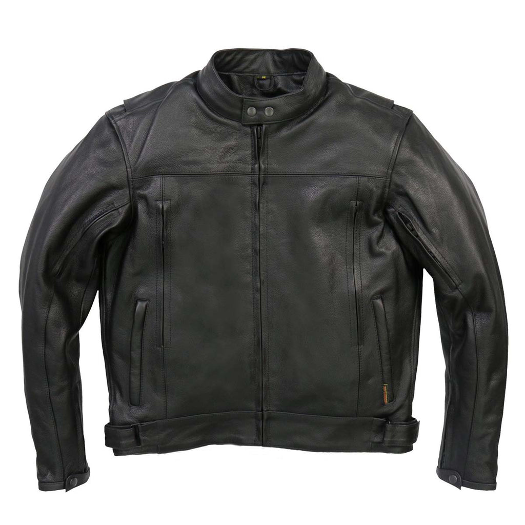 Hot Leathers Men's Crossdraft Scooter Leather Motorcycle Jacket - JKM1021