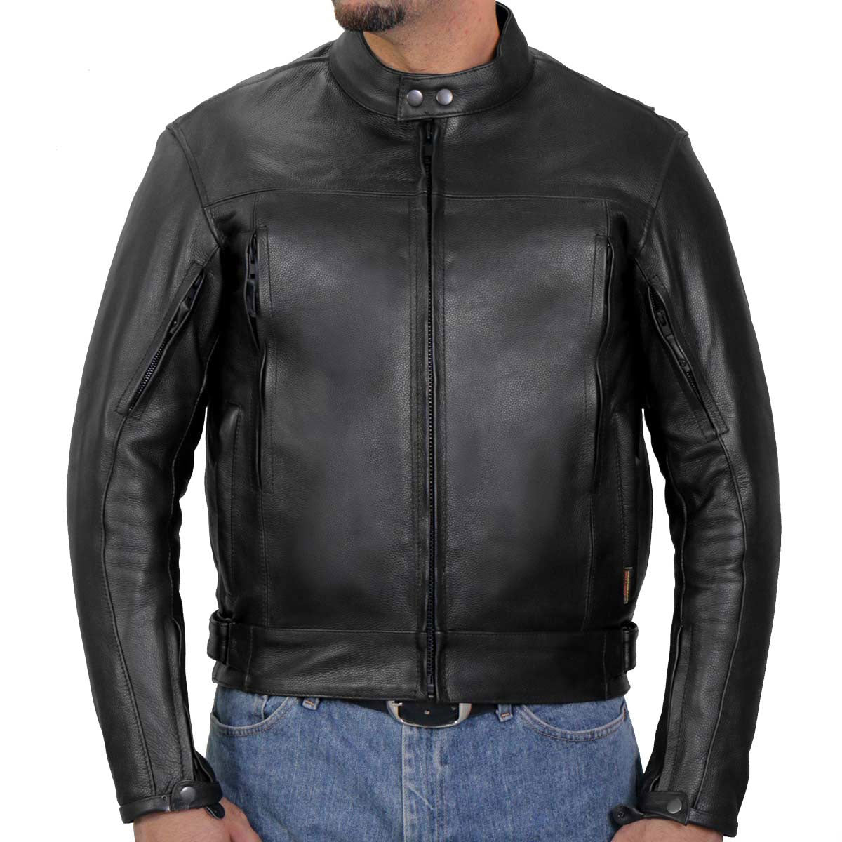 Hot Leathers Men's Crossdraft Scooter Leather Motorcycle Jacket - JKM1021