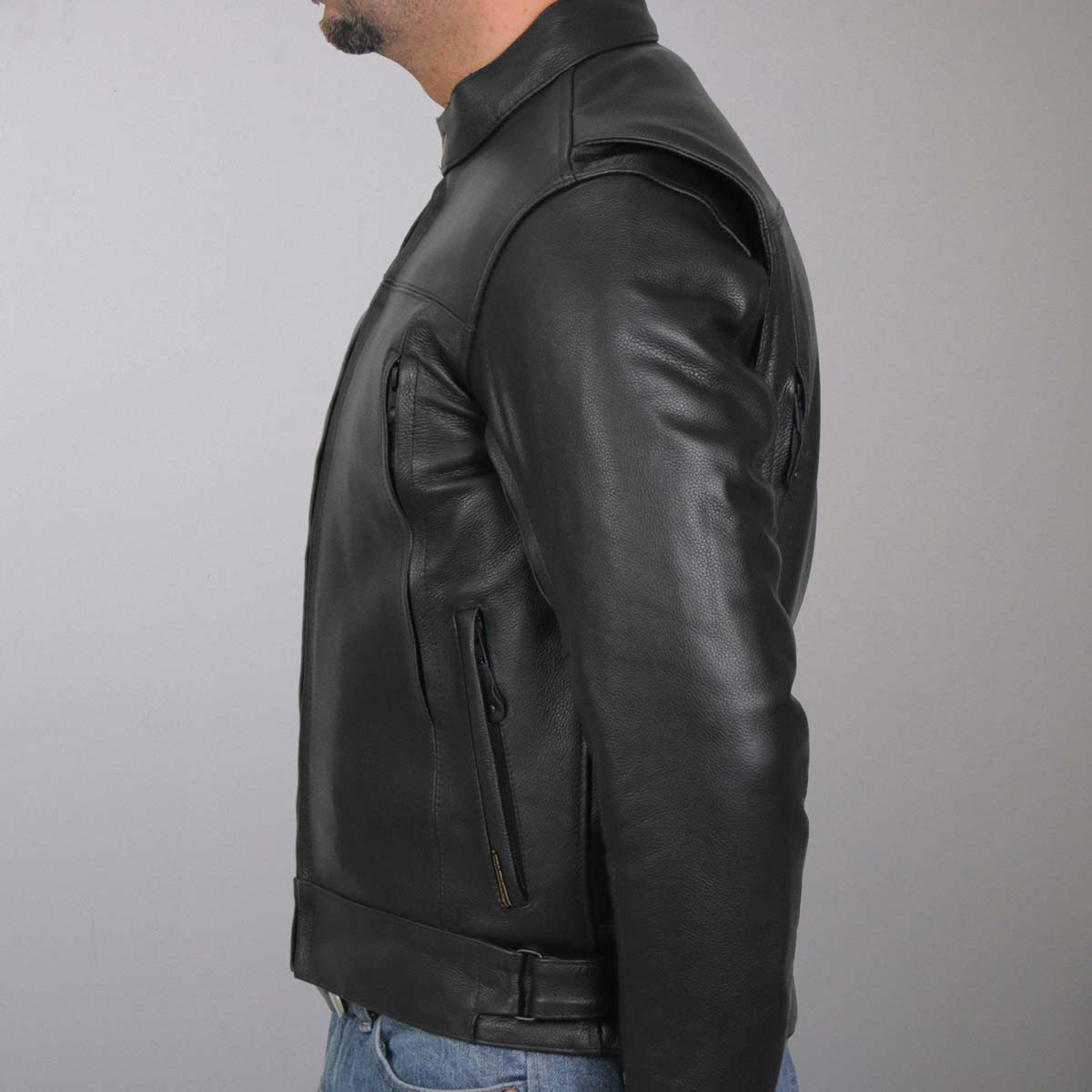 Hot Leathers Men's Crossdraft Scooter Leather Motorcycle Jacket - JKM1021