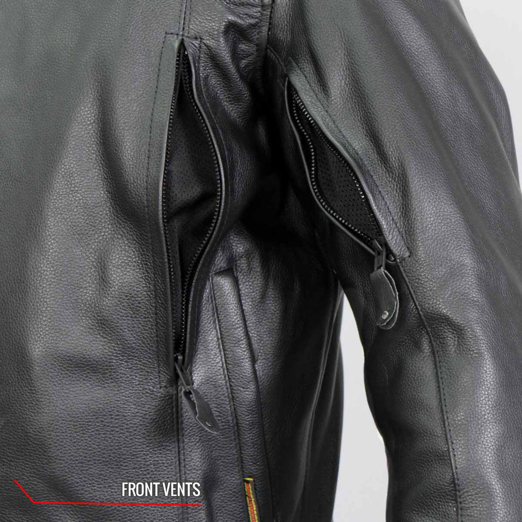 Hot Leathers Men's Crossdraft Scooter Leather Motorcycle Jacket - JKM1021