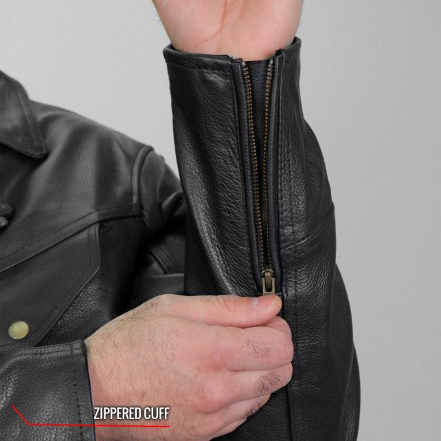 Hot Leathers Men's Ironbound Leather Motorcycle Jacket - JKM1022