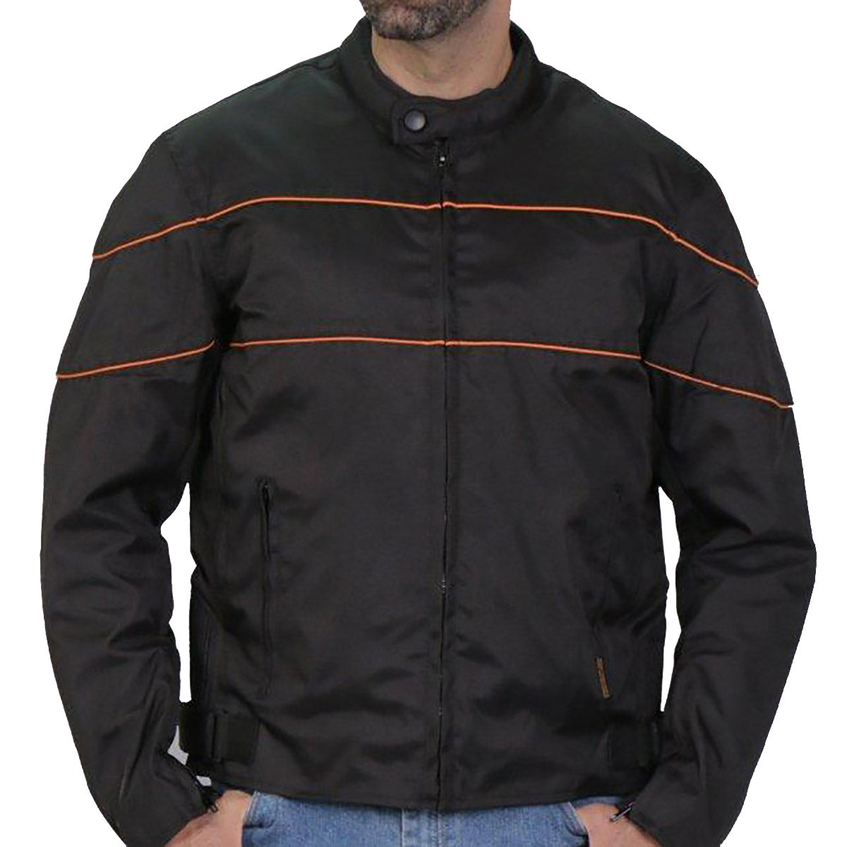 Hot Leathers Men's Signal Burn Reflective Nylon Motorcycle Jacket - JKM1026