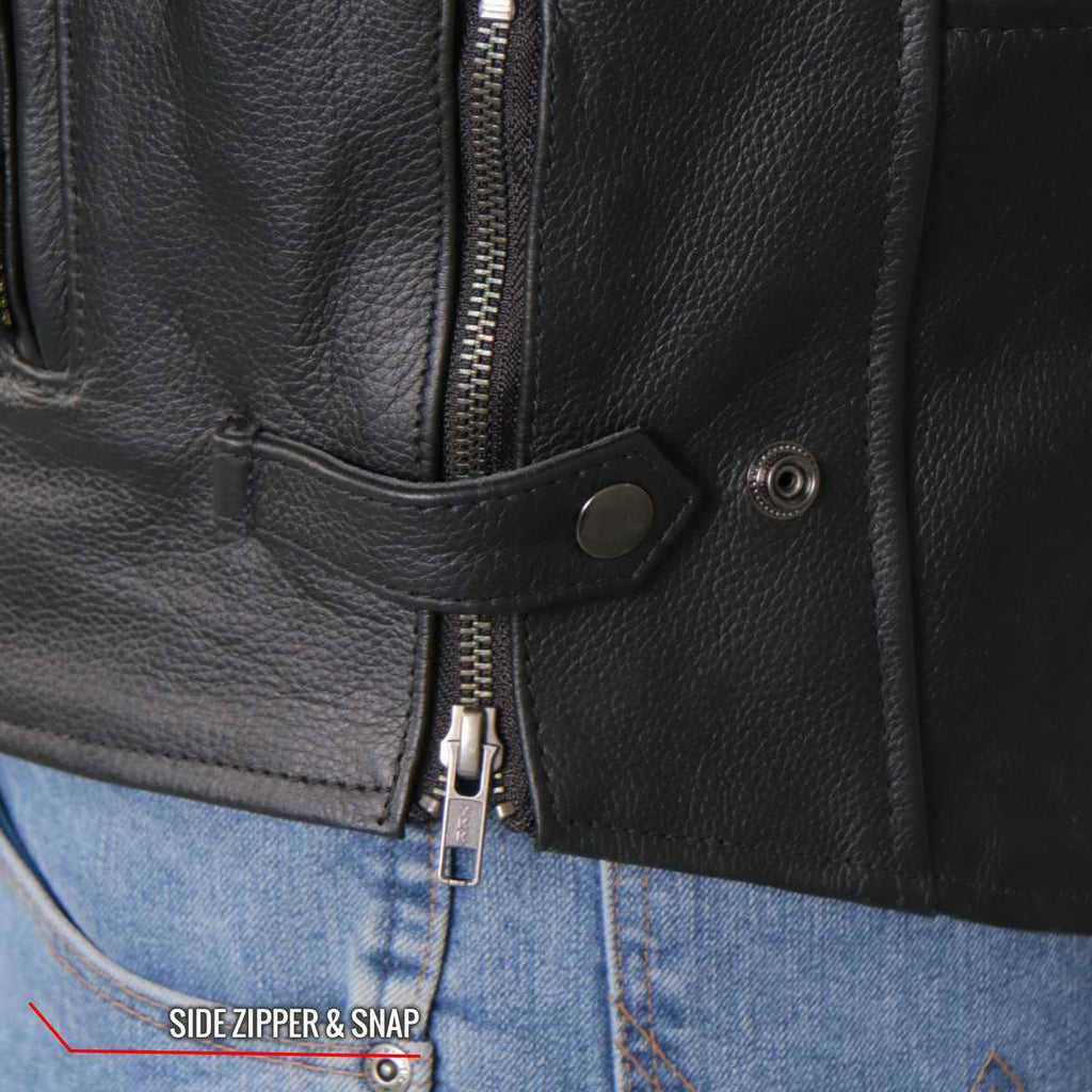 Hot Leathers Men's Cutline Leather Motorcycle Jacket - JKM1027