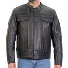Hot Leathers Men's Lockstep Leather Motorcycle Jacket - JKM1028