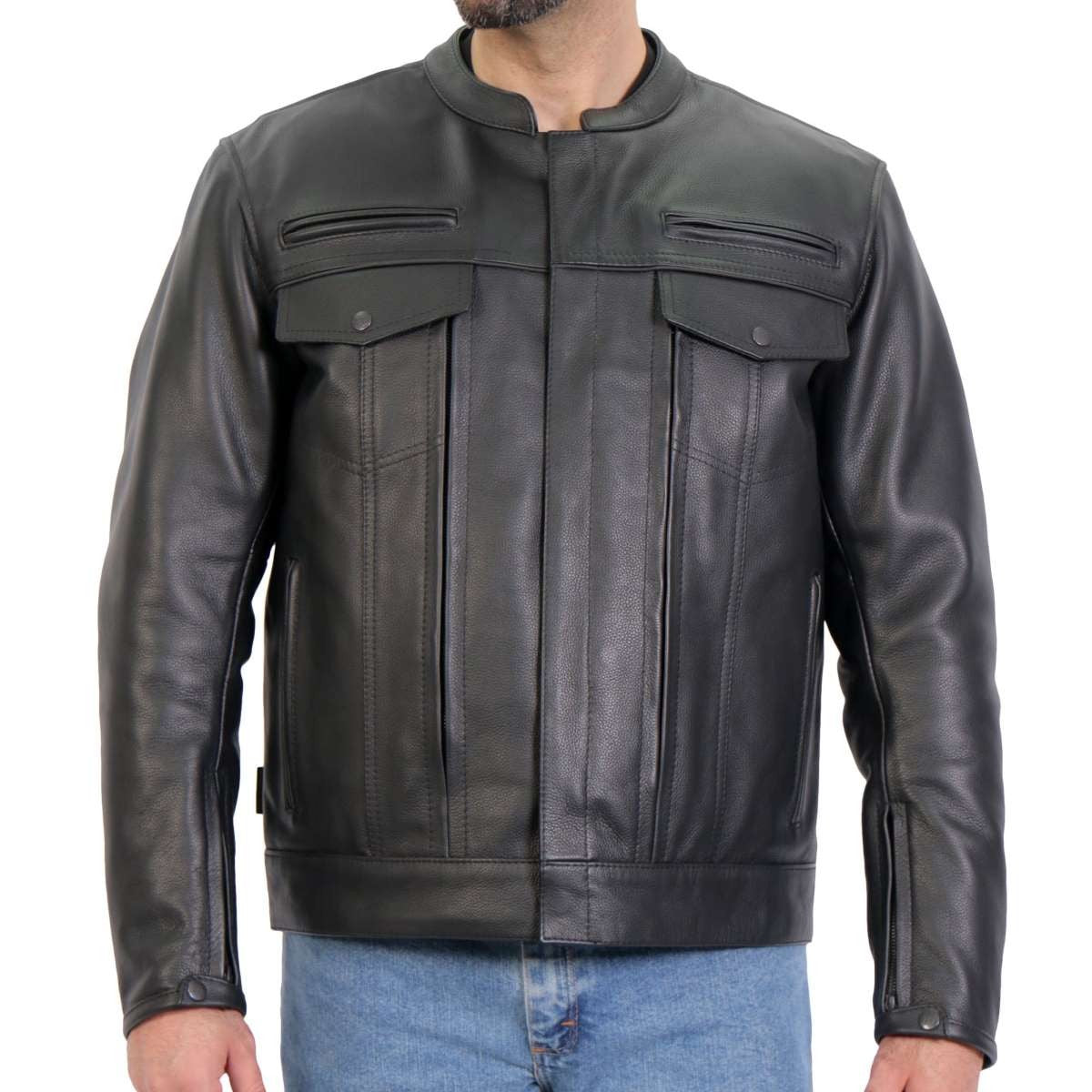 Hot Leathers Men's Lockstep Leather Motorcycle Jacket - JKM1028