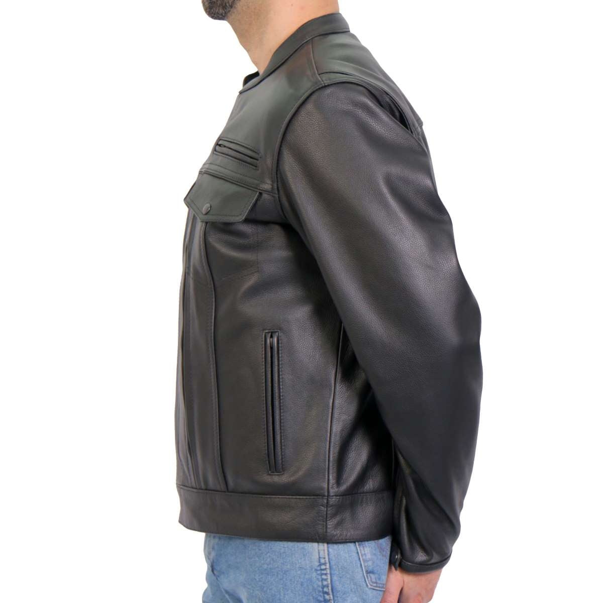 Hot Leathers Men's Lockstep Leather Motorcycle Jacket - JKM1028