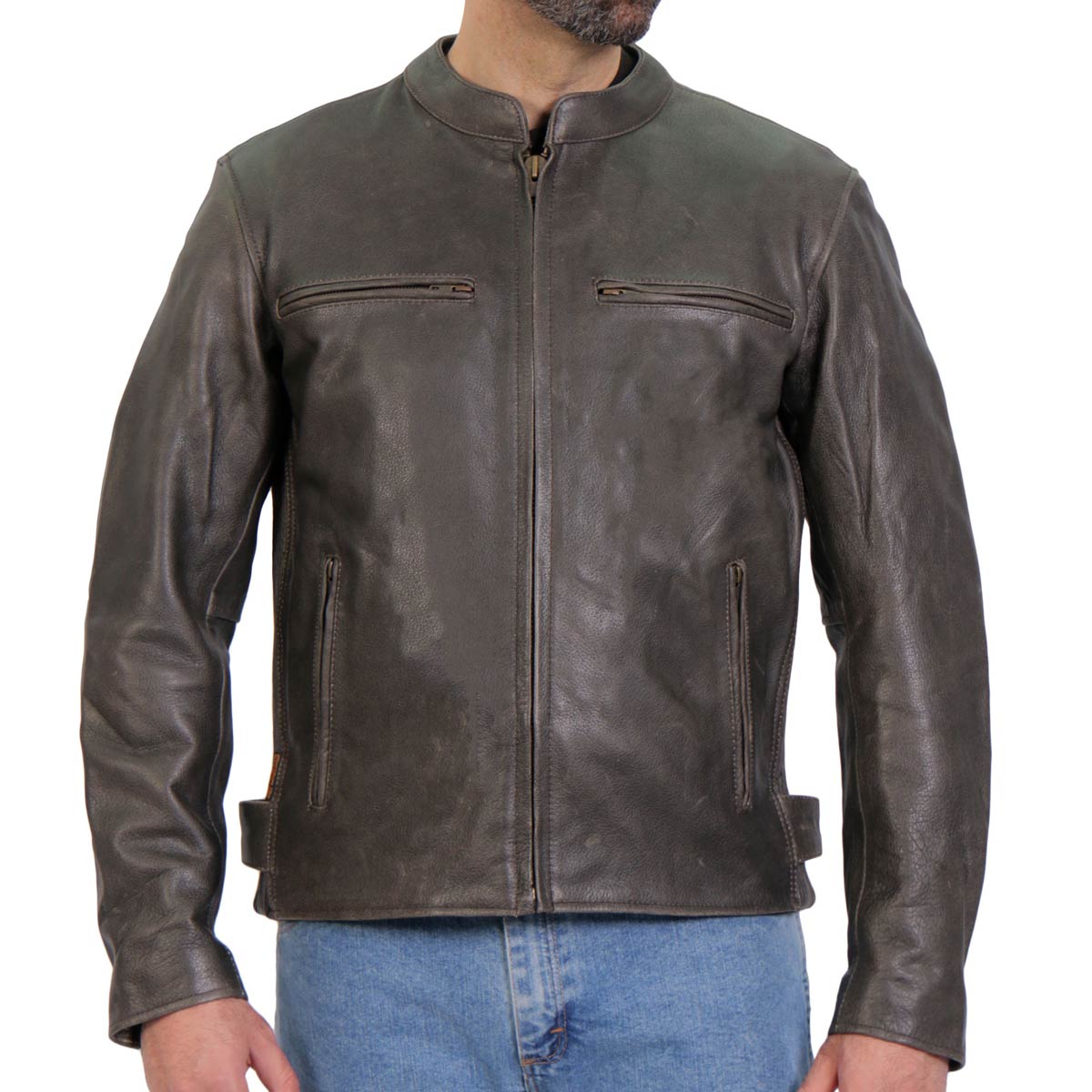Hot Leathers Men's Dustbound Leather Motorcycle Jacket - JKM1029
