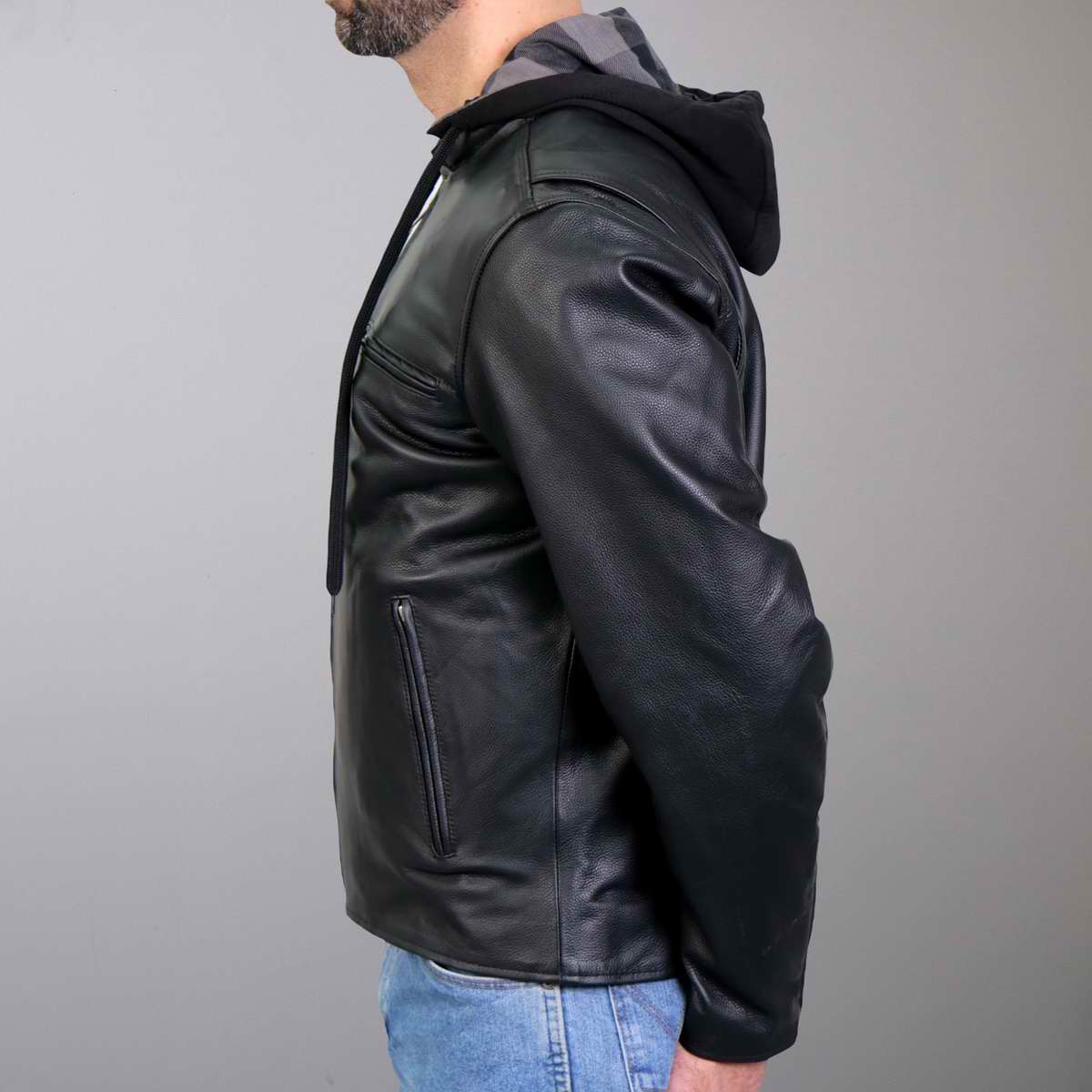Hot Leathers Men's Black Mile Leather Motorcycle Jacket - JKM1030
