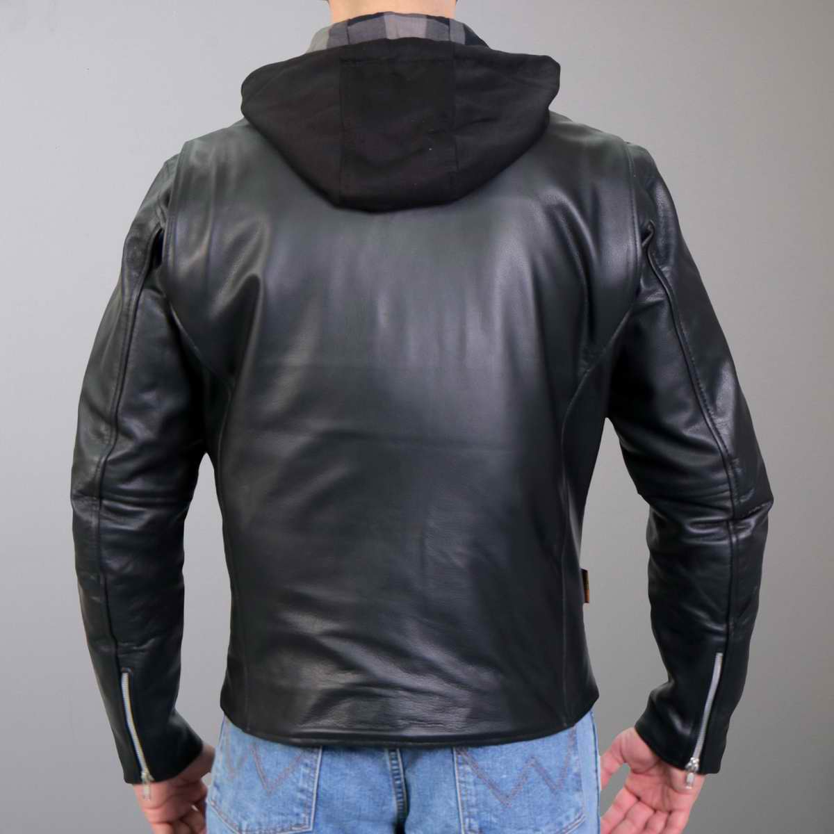 Hot Leathers Men's Black Mile Leather Motorcycle Jacket - JKM1030