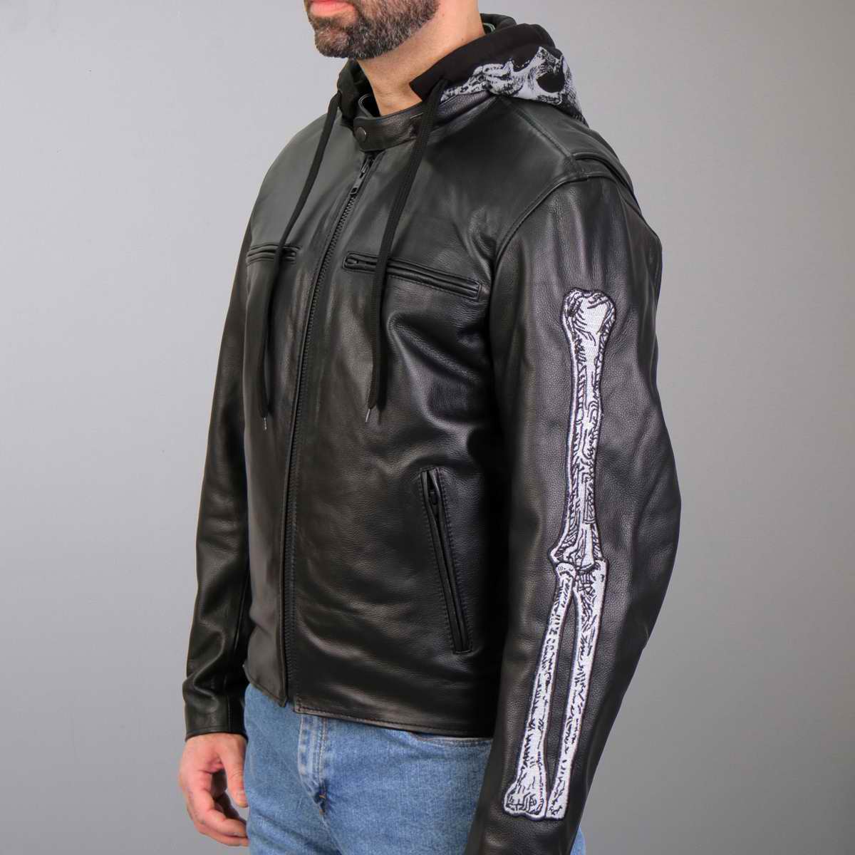 Hot Leathers Men's Grave Thread Leather Motorcycle Jacket - JKM1031