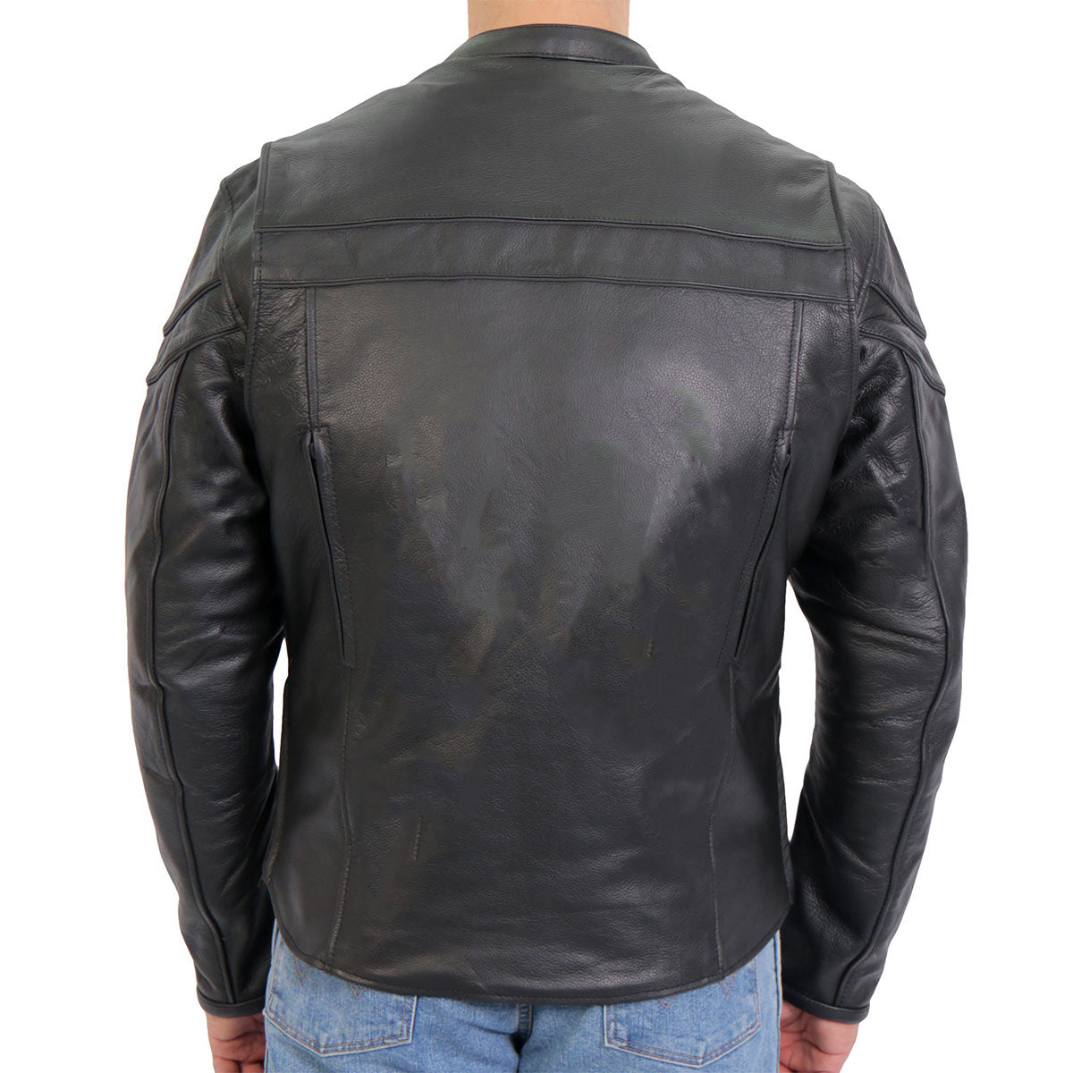 Hot Leathers Men's Bone Thread Leather Motorcycle Jacket - JKM1032