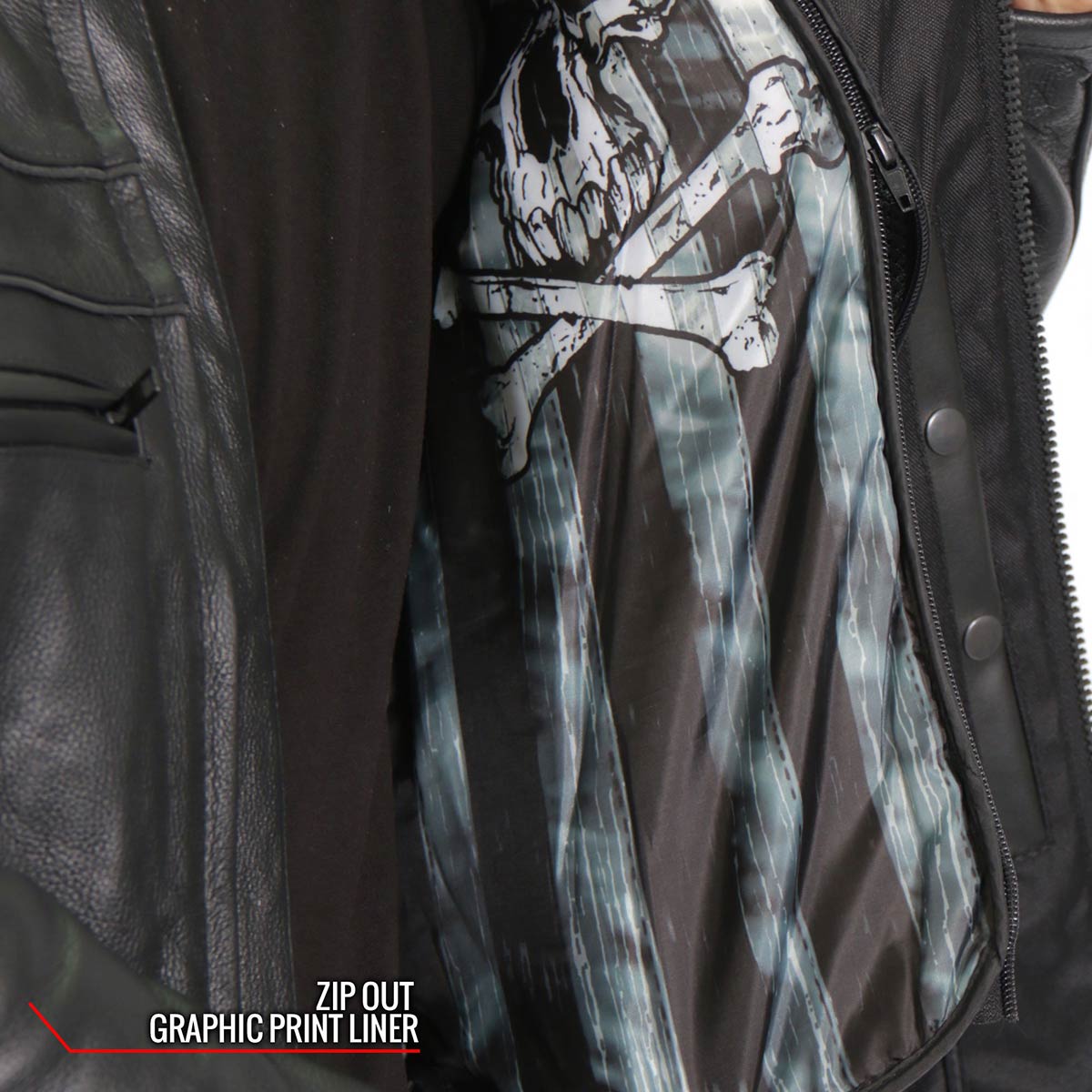 Hot Leathers Men's Bone Thread Leather Motorcycle Jacket - JKM1032