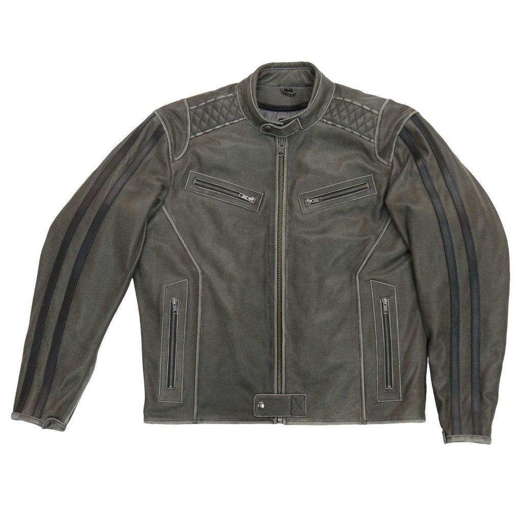 Hot Leathers Men's Ash Racer Café Racer Leather Jacket - JKM1033