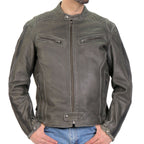 Hot Leathers Men's Ash Racer Café Racer Leather Jacket - JKM1033