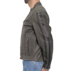 Hot Leathers Men's Ash Racer Café Racer Leather Jacket - JKM1033