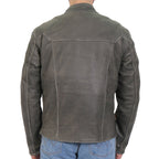 Hot Leathers Men's Ash Racer Café Racer Leather Jacket - JKM1033