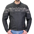 Hot Leathers Men's Ghost Skull Leather Motorcycle Jacket - JKM2002