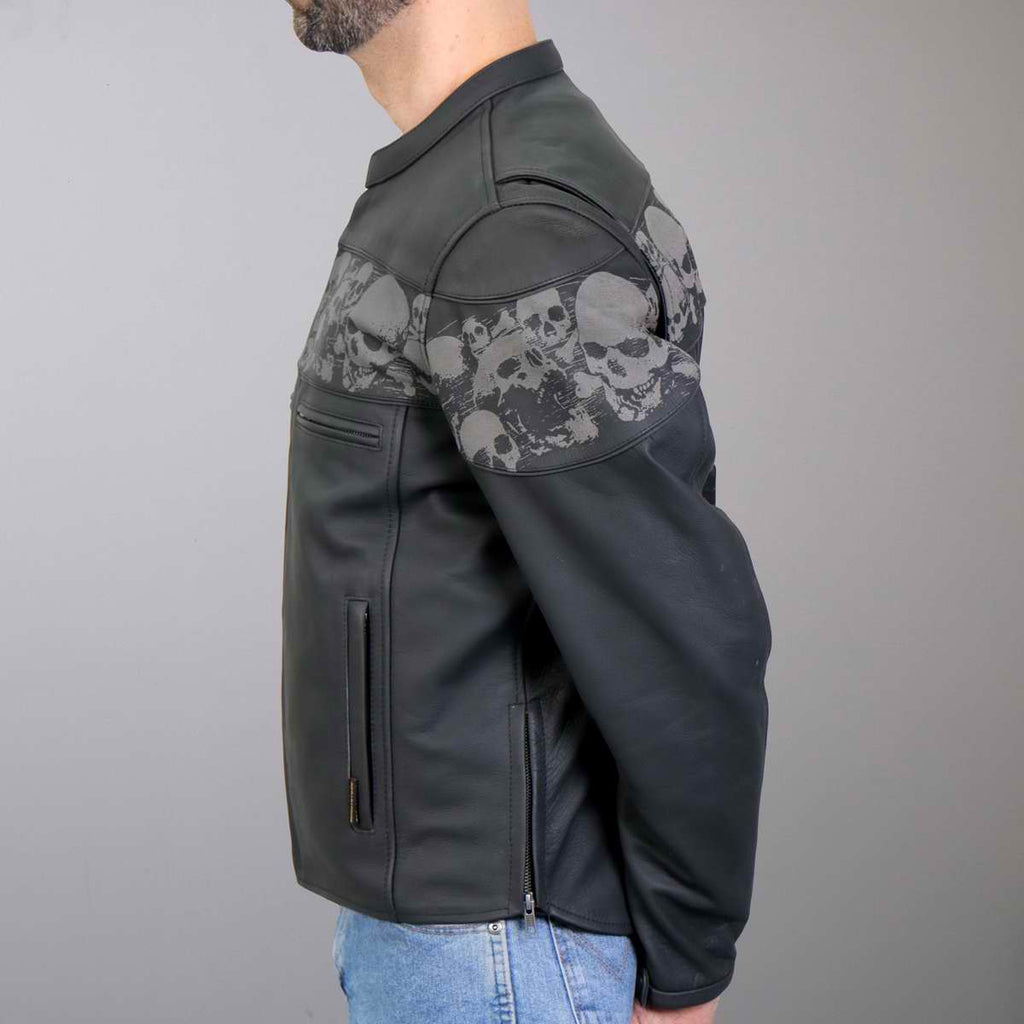 Hot Leathers Men's Ghost Skull Leather Motorcycle Jacket - JKM2002
