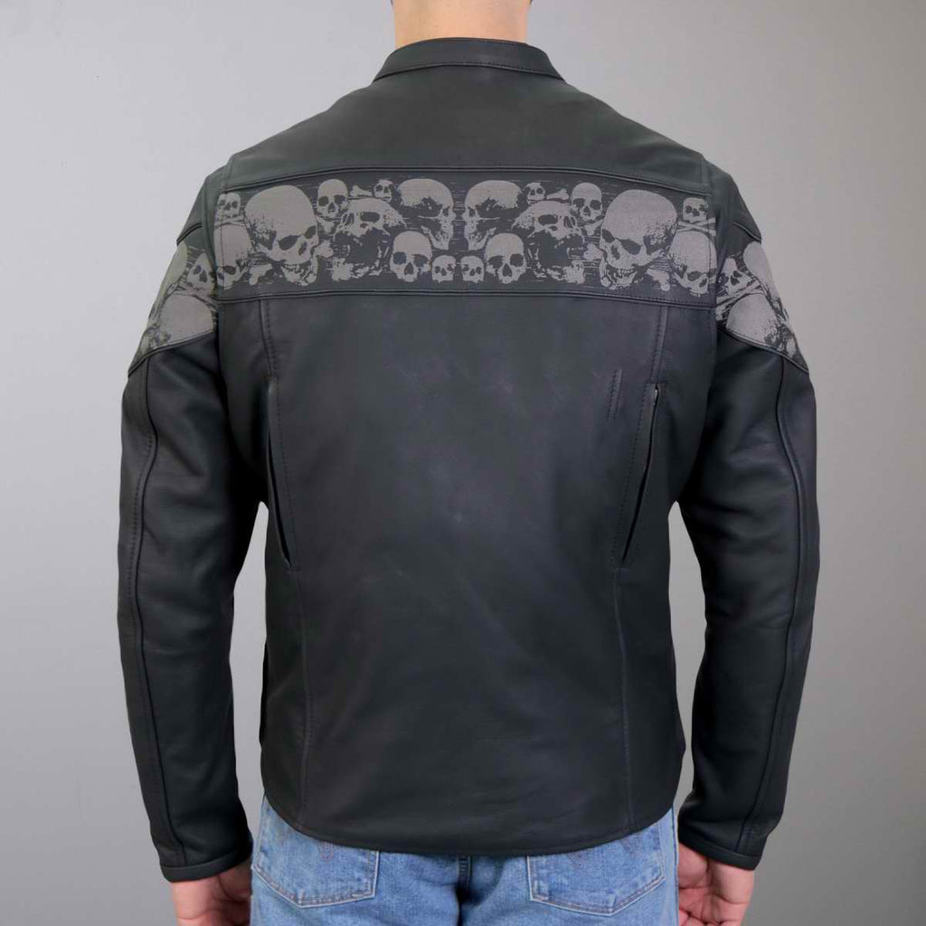 Hot Leathers Men's Ghost Skull Leather Motorcycle Jacket - JKM2002