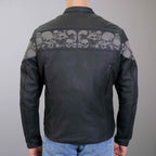 Hot Leathers Men's Ghost Skull Leather Motorcycle Jacket - JKM2002