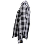 Hot Leathers JKM3005 Men's White/Black CE Armored Flannel Motorcycle Shirt Jacket - Aramid Fiber Reinforced