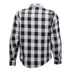 Hot Leathers JKM3005 Men's White/Black CE Armored Flannel Motorcycle Shirt Jacket - Aramid Fiber Reinforced