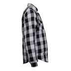 Hot Leathers JKM3005 Men's White/Black CE Armored Flannel Motorcycle Shirt Jacket - Aramid Fiber Reinforced