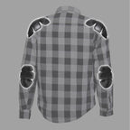 Hot Leathers JKM3005 Men's White/Black CE Armored Flannel Motorcycle Shirt Jacket - Aramid Fiber Reinforced
