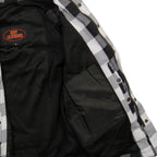 Hot Leathers JKM3005 Men's White/Black CE Armored Flannel Motorcycle Shirt Jacket - Aramid Fiber Reinforced