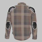 Hot Leathers JKM3007 Men's Black/Brown CE Armored Flannel Motorcycle Shirt Jacket - Aramid Fiber Reinforced