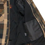 Hot Leathers JKM3007 Men's Black/Brown CE Armored Flannel Motorcycle Shirt Jacket - Aramid Fiber Reinforced