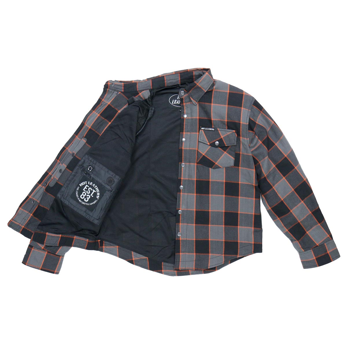 Hot Leathers JKM3010 Men's Multi-Color CE Armored Flannel Motorcycle Shirt Jacket - Aramid Fiber Reinforced