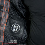 Hot Leathers JKM3202 Men’s CE Armored Flannel Motorcycle Shirt Jacket - Aramid Reinforced w/ Leather Shoulder Panels