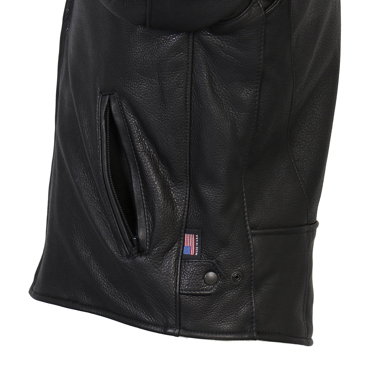 Hot Leathers JKM5001 Men's USA Made Black Premium Leather Racer Jacket