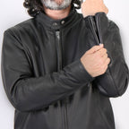 Hot Leathers JKM5006 USA Made Men's Black Leather Motorcycle Jacket