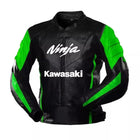 Kawasaki Ninja Black Green Racing Motorcycle Cowhide Leather Jacket