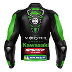 Kawasaki Ninja Monster Energy Motorcycle Genuine Cowhide Leather Jacket