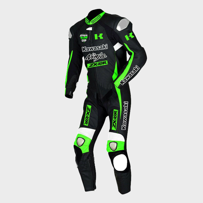 ZX10R NEW LEATHER RACING GREEN SUIT CE APPROVED PROTECTION