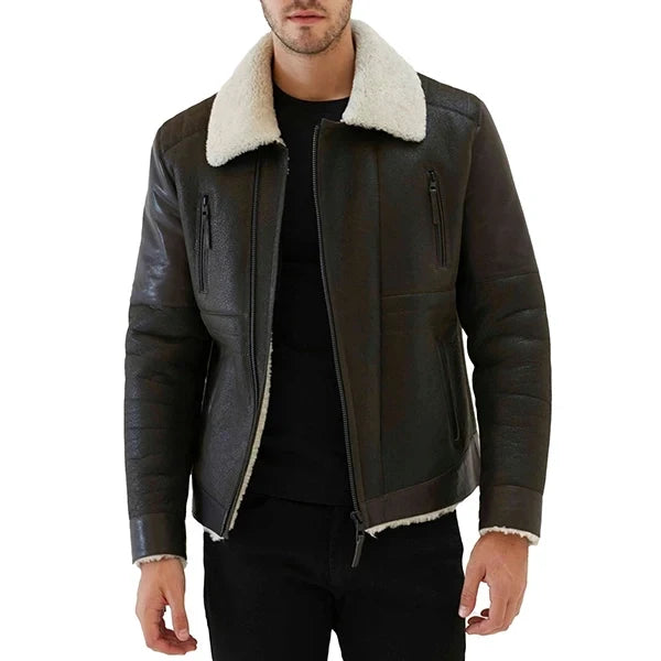 Oslo Mens Black Shearling Leather Jacket
