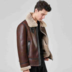 New Mens Shearling Sheepskin B3 Bomber Aviator Motorcycle Jacket