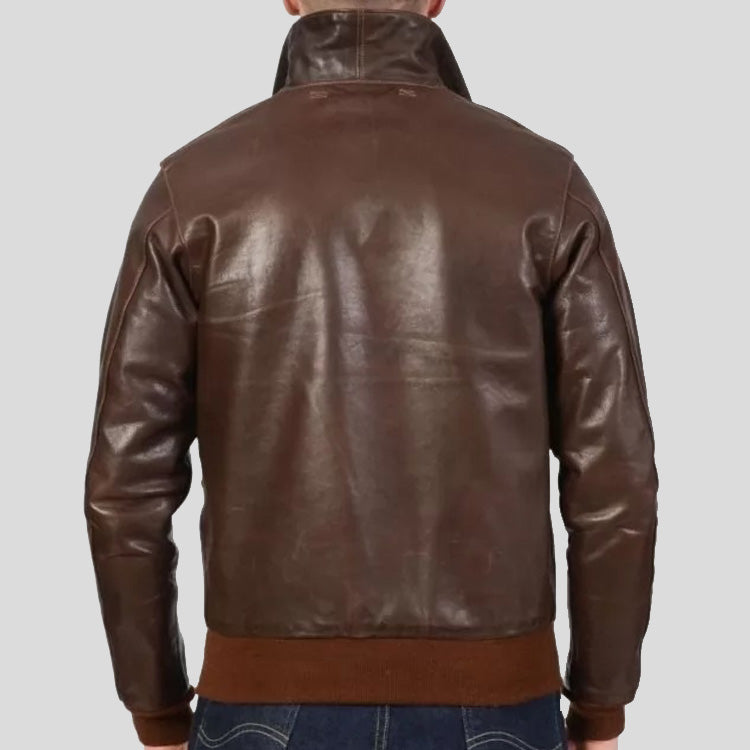 Men's Brown Real Leather Bomber Flight Jacket
