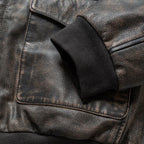 Men's Distressed Leather Bomber Jacket – Brown Aviator Style