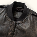 Men's Distressed Leather Bomber Jacket – Brown Aviator Style