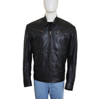 Mens Simple Black Leather Jacket