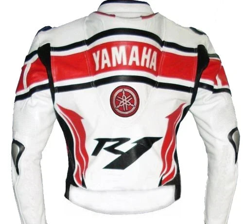 Yamaha Racing Cowhide White Leather Jacket
