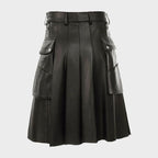 HANDMADE 100% GENUNE BLACK LEATHER KILT