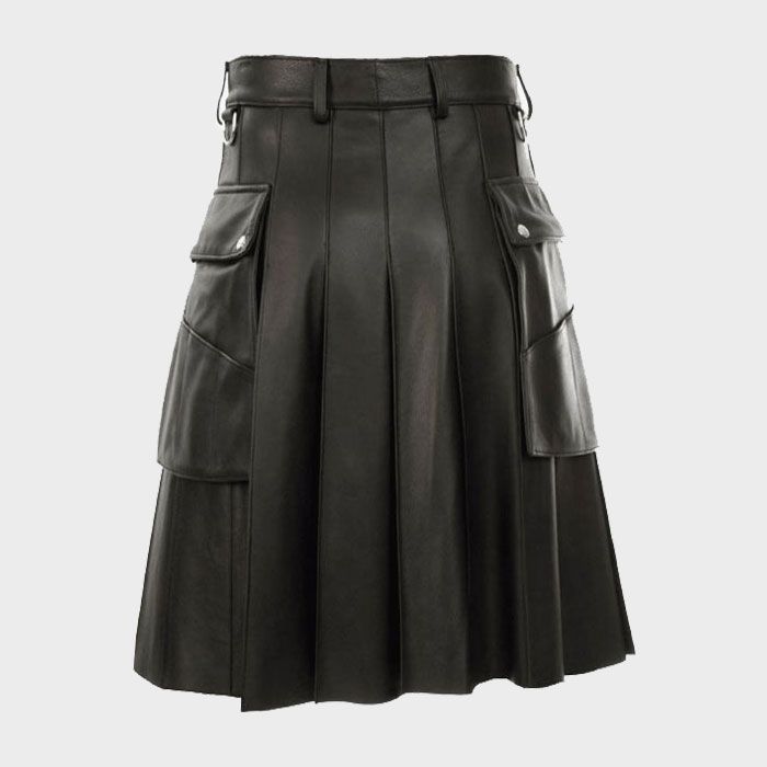 HANDMADE 100% GENUNE BLACK LEATHER KILT