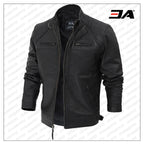 Johnson Diamond Classic Black Cafe Racer Biker Jacket