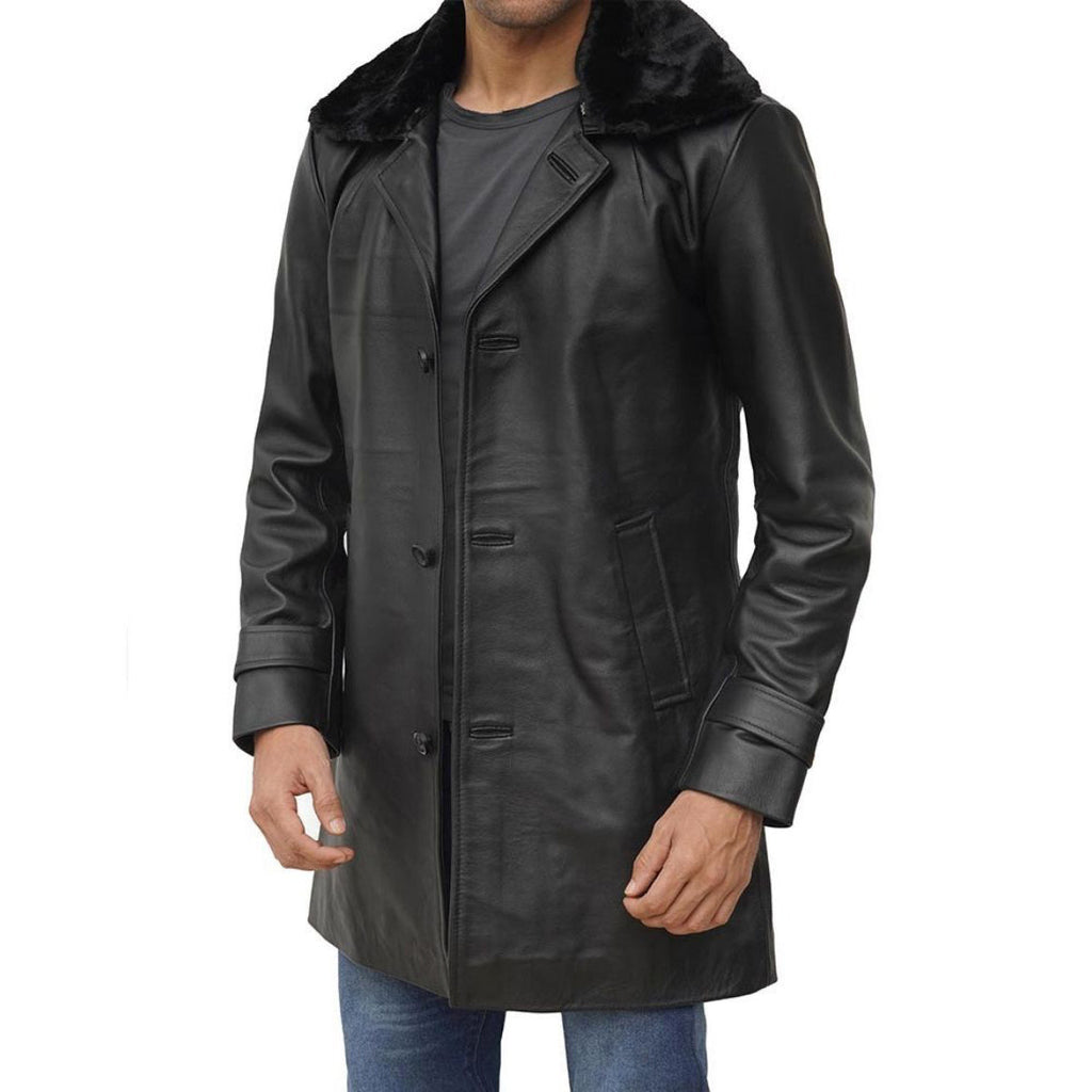 Mens Leather Shearling Coat