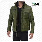 Moffit Green Real Leather Jacket
